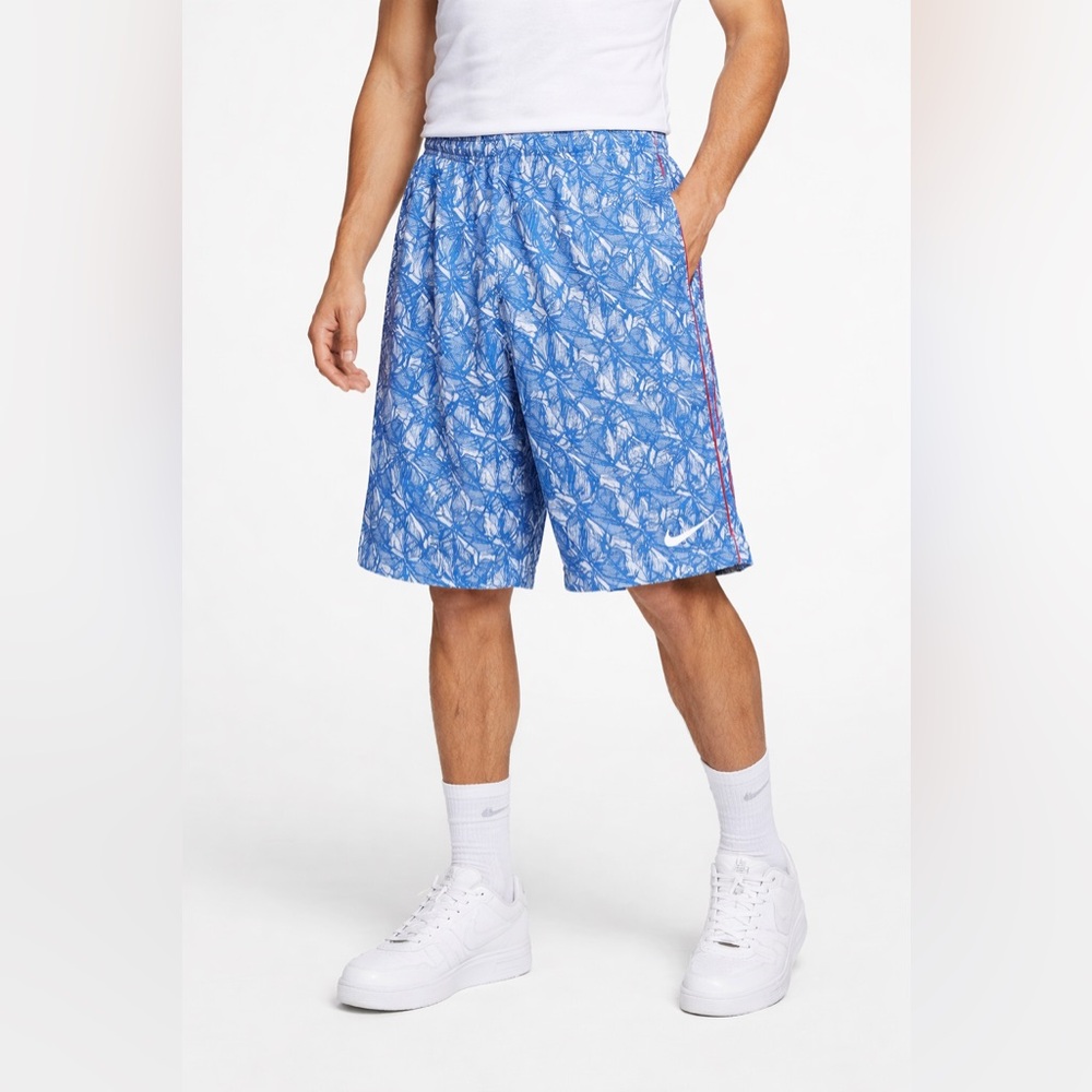 Nike Mens Blue Abstract Print Basketball Shorts Dri-FIT Athletic Size XL
